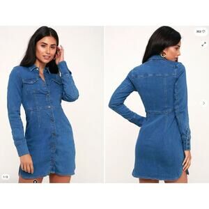 NWT Free People Dynomite Denim Dress Size Large Retro 1970's Western Boho